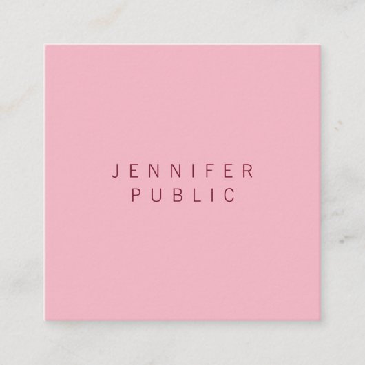 Carte De Visite Carré Design élégant Simple Design Pale Rose Professionn (Devant)