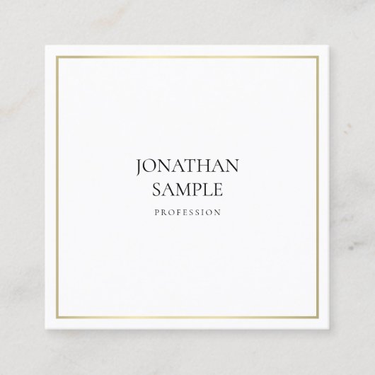 Carte De Visite Carré Design épuré tendance Elégant Gold Look profession (Devant)