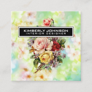 Carte De Visite Carré Design Fleur Élégant minimaliste Éditeur