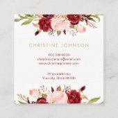 Carte De Visite Carré design floral élégant scénario de coiffure (Dos)
