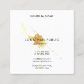 Carte De Visite Carré Design Gold Splash Élégant Modèle moderne (Dos)