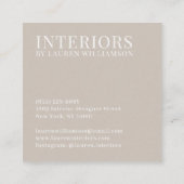 Carte De Visite Carré Design intérieur sobre crème (Dos)