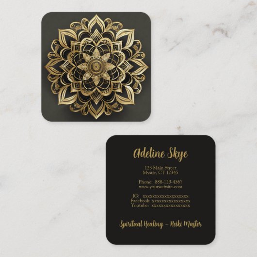 Carte De Visite Carré Design Mandala (Devant / Derrière)