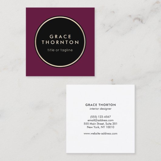 Carte De Visite Carré Design moderne de Bourgogne Professional Designer (Devant / Derrière)