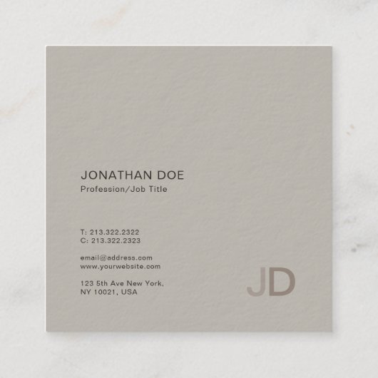 Carte De Visite Carré Design moderne et créatif Design tendance Monogram (Dos)