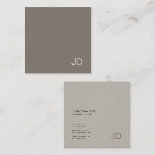 Carte De Visite Carré Design moderne et créatif Design tendance Monogram (Devant / Derrière)