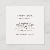 Carte De Visite Carré Design moderne Linge noir professionnel (Dos)