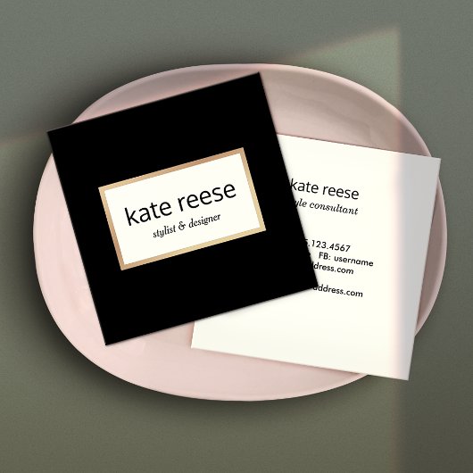 Carte De Visite Carré Design moderne noir blanc professionnel