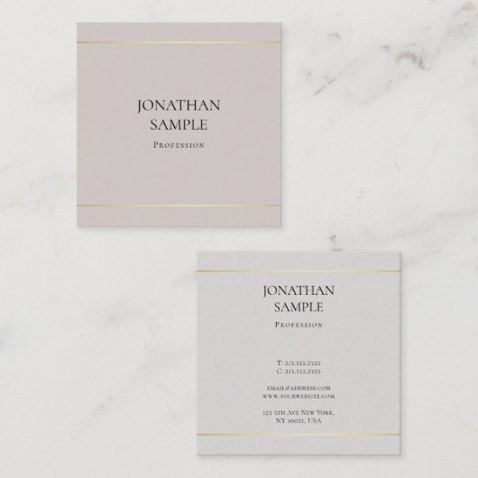 Carte De Visite Carré Design moderne tendance épuré Design élégant Luxe (Devant / Derrière)