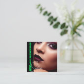 Carte De Visite Carré Design photo Cool moderne Design photo Neon Green (Debout devant)