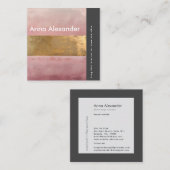 Carte De Visite Carré Design rose sérénité 2 (Devant / Derrière)
