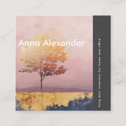 Carte De Visite Carré Design rose sérénité 6 (Devant)