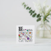 Carte De Visite Carré Design typographique inspirant des rêves (Debout devant)