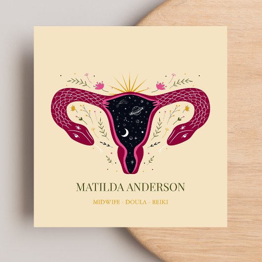 Carte De Visite Carré Design Vagin moderne Entraîneur de naissance Mi-fe