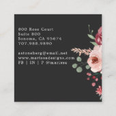 Carte De Visite Carré Designer d'intérieur rose Floral Boho noir (Dos)