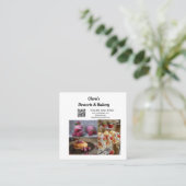 Carte De Visite Carré Desserts Boulangerie restaurant ajouter nom détail (Debout devant)