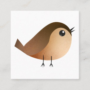 Carte De Visite Carré Dessin animé d'oiseau moineau mignon