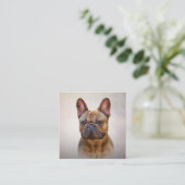 Carte De Visite Carré Dessin Chien de taureau français 5 (Debout devant)