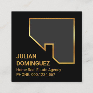 Carte De Visite Carré Dessus du toit en or simple