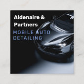 Carte De Visite Carré Détail auto noir, Réparation automatique Code qr n (Devant)