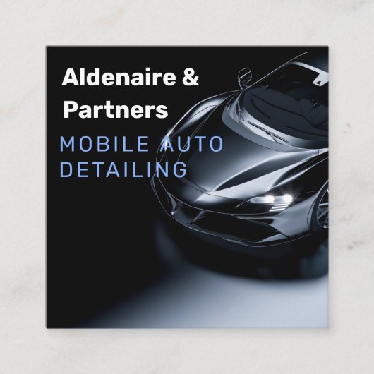 Carte De Visite Carré Détail auto noir, Réparation automatique Code qr n (Devant)