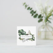 Carte De Visite Carré Détails botaniques de feuillage et d'or (Debout devant)