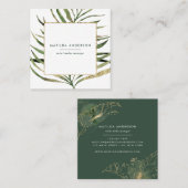 Carte De Visite Carré Détails botaniques de feuillage et d'or (Devant / Derrière)
