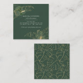 Carte De Visite Carré Détails botaniques de feuillage et d'or (Devant / Derrière)