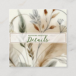Carte De Visite Carré Détails de mariage botanique boho avec une verdure