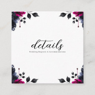 Carte De Visite Carré Détails de watercolor floral rose et bleu magenta