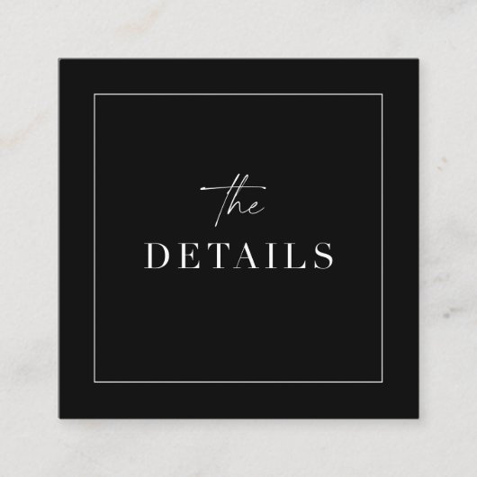 Carte De Visite Carré Détails du Mariage classique Balayage du boîtier C (Devant)