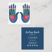 Carte De Visite Carré Deux mains de guérison Aquarelle Boho Chic (Devant / Derrière)