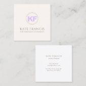 Carte De Visite Carré Deux Monogramme initial moderne élégant (Devant / Derrière)