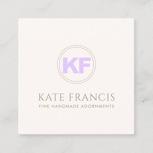 Carte De Visite Carré Deux Monogramme initial moderne élégant (Devant)