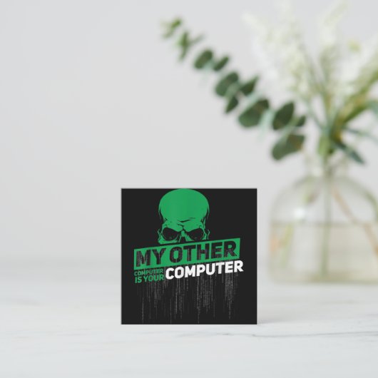 Carte De Visite Carré Développeur Sysadmin Engineer Hacker Code d'admini (Debout devant)