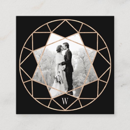 Carte De Visite Carré Diamond Rose Gold Gemstone Géométrique Design Phot (Devant)