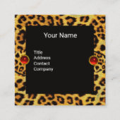 CARTE DE VISITE CARRÉ DIAMOND TULIPS LEOPARD FUR RIBBON, GEMMES RUBY (Devant)