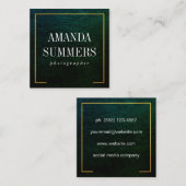 Carte De Visite Carré Distère Vert Gold Bordure (Devant / Derrière)
