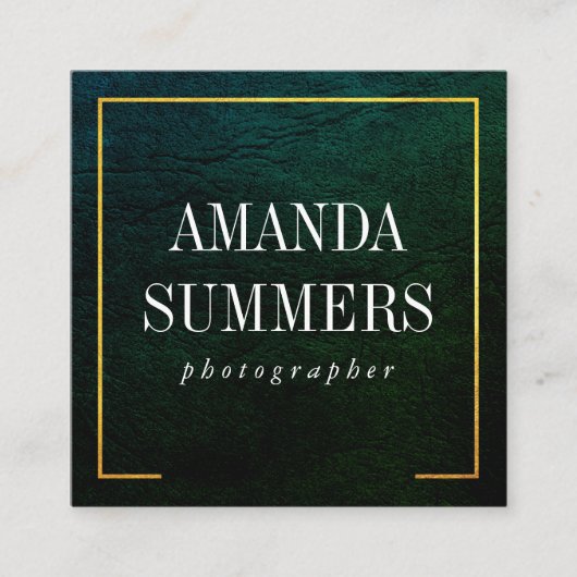 Carte De Visite Carré Distère Vert Gold Bordure (Devant)