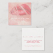 Carte De Visite Carré Distributeur de lèvre d'aquarelle rose pâle (Devant / Derrière)