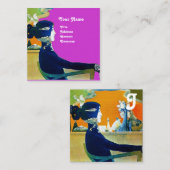 Carte De Visite Carré DIVA IN BLUE MONOGRAM Salon de Beauté , Maquilleus (Devant / Derrière)