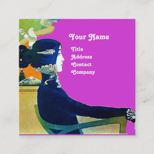 Carte De Visite Carré DIVA IN BLUE MONOGRAM Salon de Beauté , Maquilleus (Devant)