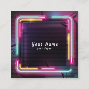 Carte De Visite Carré DJ Colorful Neon Lights Vibrant - Stand Out