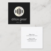 Carte De Visite Carré DJ de musique Black Moderne (Devant / Derrière)
