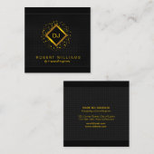 Carte De Visite Carré DJ Deejay Professional Gold Faux Professeur de mus (Devant / Derrière)