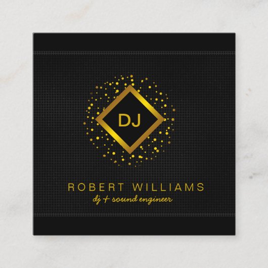Carte De Visite Carré DJ Deejay Professional Gold Faux Professeur de mus (Devant)