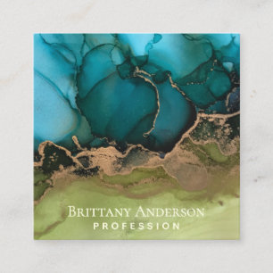 Carte De Visite Carré do-it-yourself Black Gold Turquoise