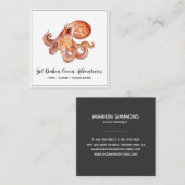 Carte de visite Carré d'octopus aquarelle (Devant / Derrière)