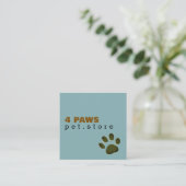 Carte De Visite Carré Dog Paw | Pet Store blue modern (Debout devant)