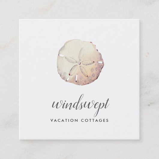 Carte De Visite Carré Dollar de sable d'aquarelle (Devant)